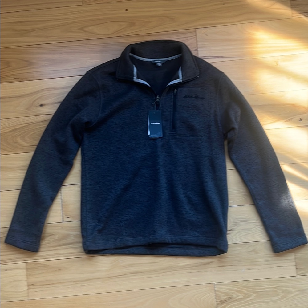 NEW Eddie Bauer Men's Quarter-Zip Sweater Fleece - Dark Gray